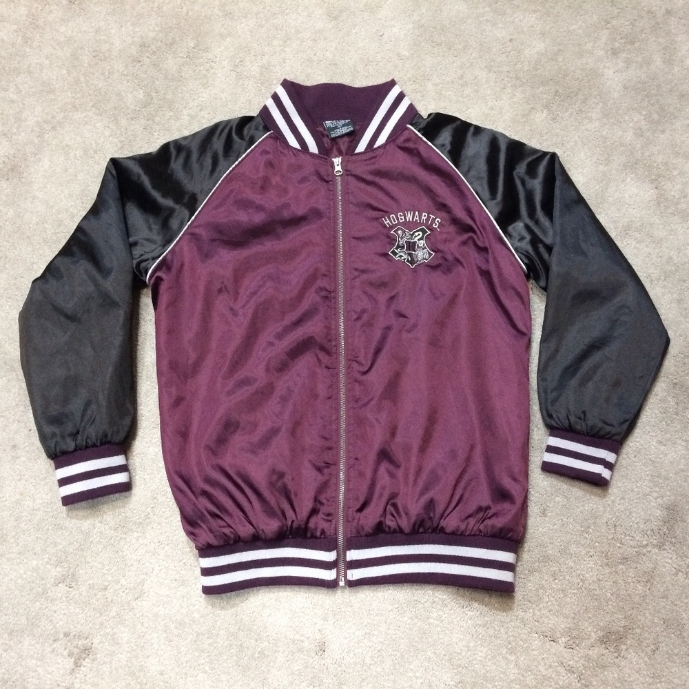 Harry Potter Hogwarts Crest Varsity Bomber Jacket - Large Juniors
